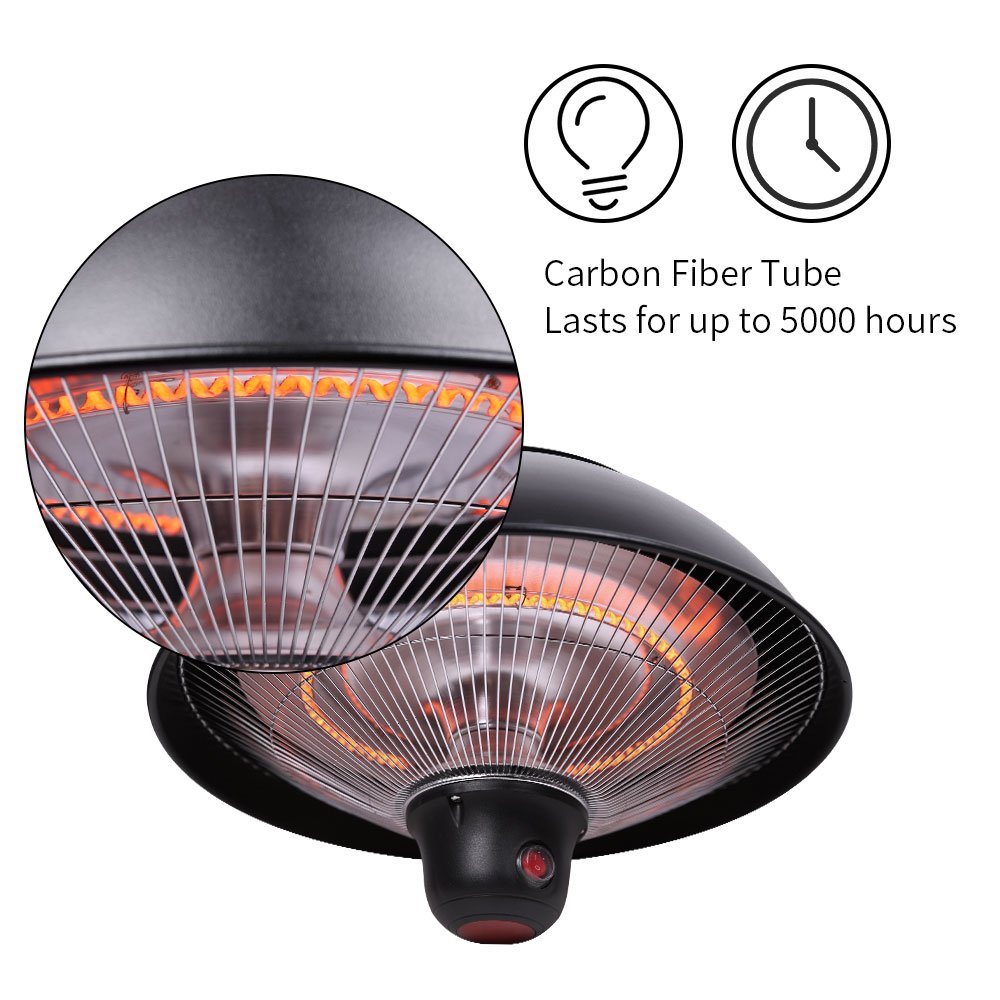 Sundate Hanging Patio Heater, Electric Halogen Patio Heater with LED