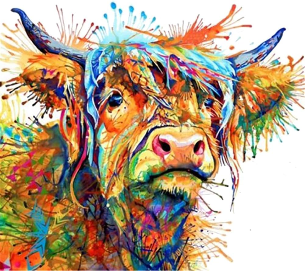 Goodtimes28 Colorful Cow Decorative Canvas Painting Wall Art Living Room Bedroom Home Decor