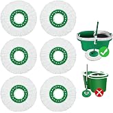 6 Pack Mop Head Replacement for Libman Tornado Spin Mop Reusable Microfiber Spin Mop Heads Refill for Libman Tornado Spin Mop System, Easy to Replace and Machine Washable (White, 6 Pack)