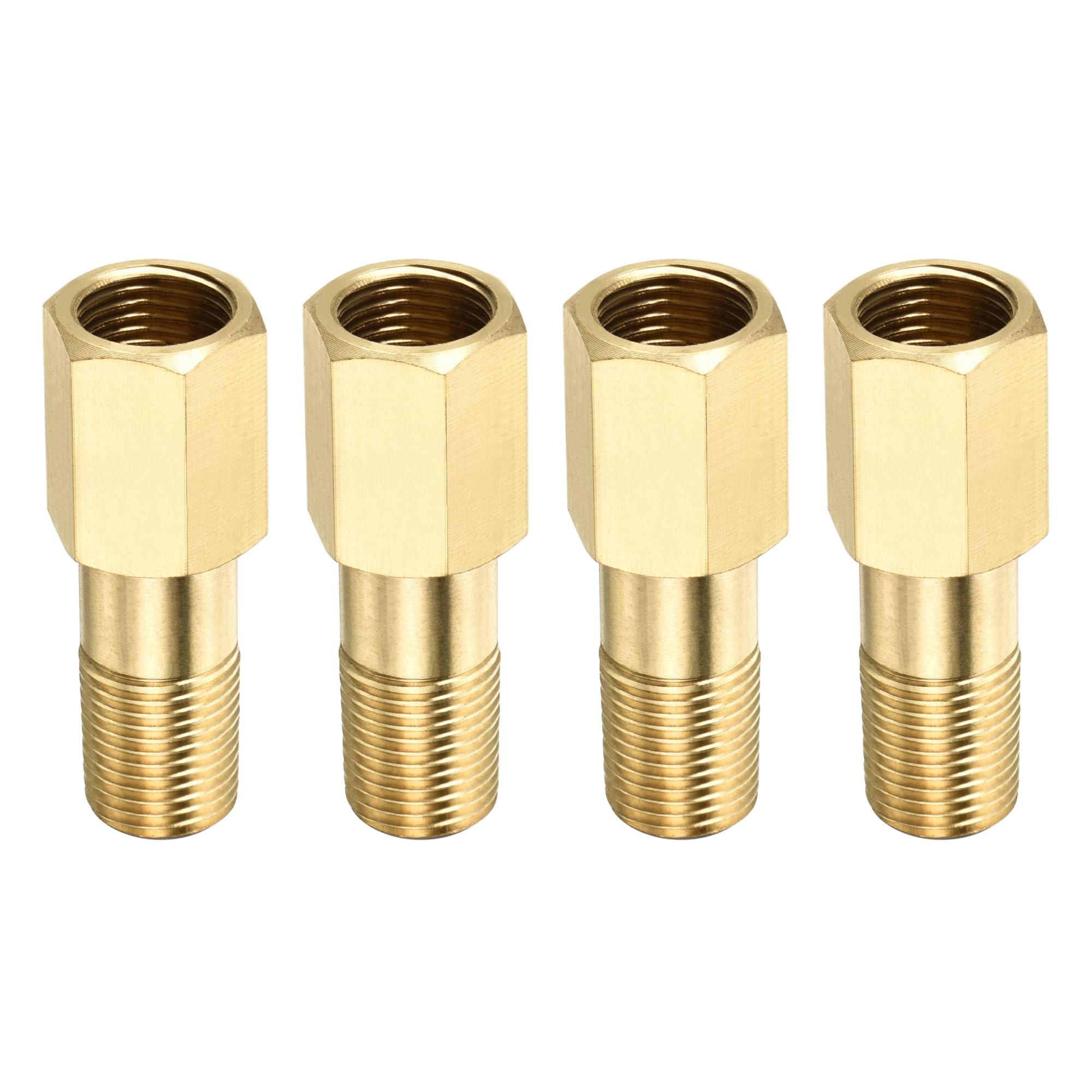 M METERXITY 4 Pack Extension Connector Pipe Fitting - Brass Hex Coupling, Converter Adapter, Apply to Industrial Use, (G1/8 Female to G1/8 Male 35mm, Golden)