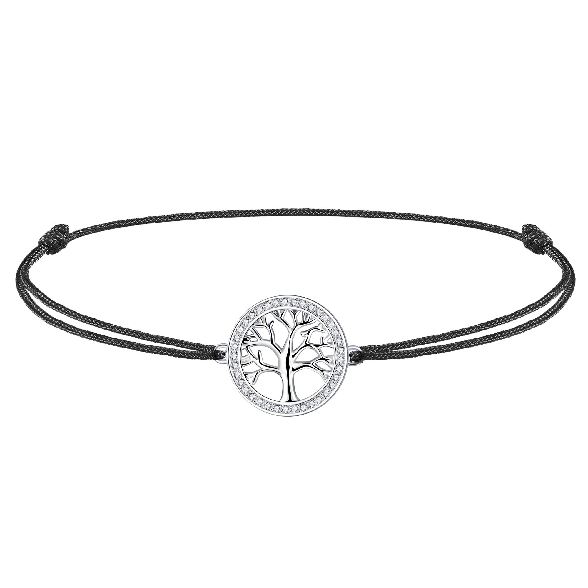 J.Endéar Tree of Life Anklet for Women Girls Summer Beach Sterling Silver Thread Rope Handmade Anklet Love Friendship Gift 37cm Adjustable