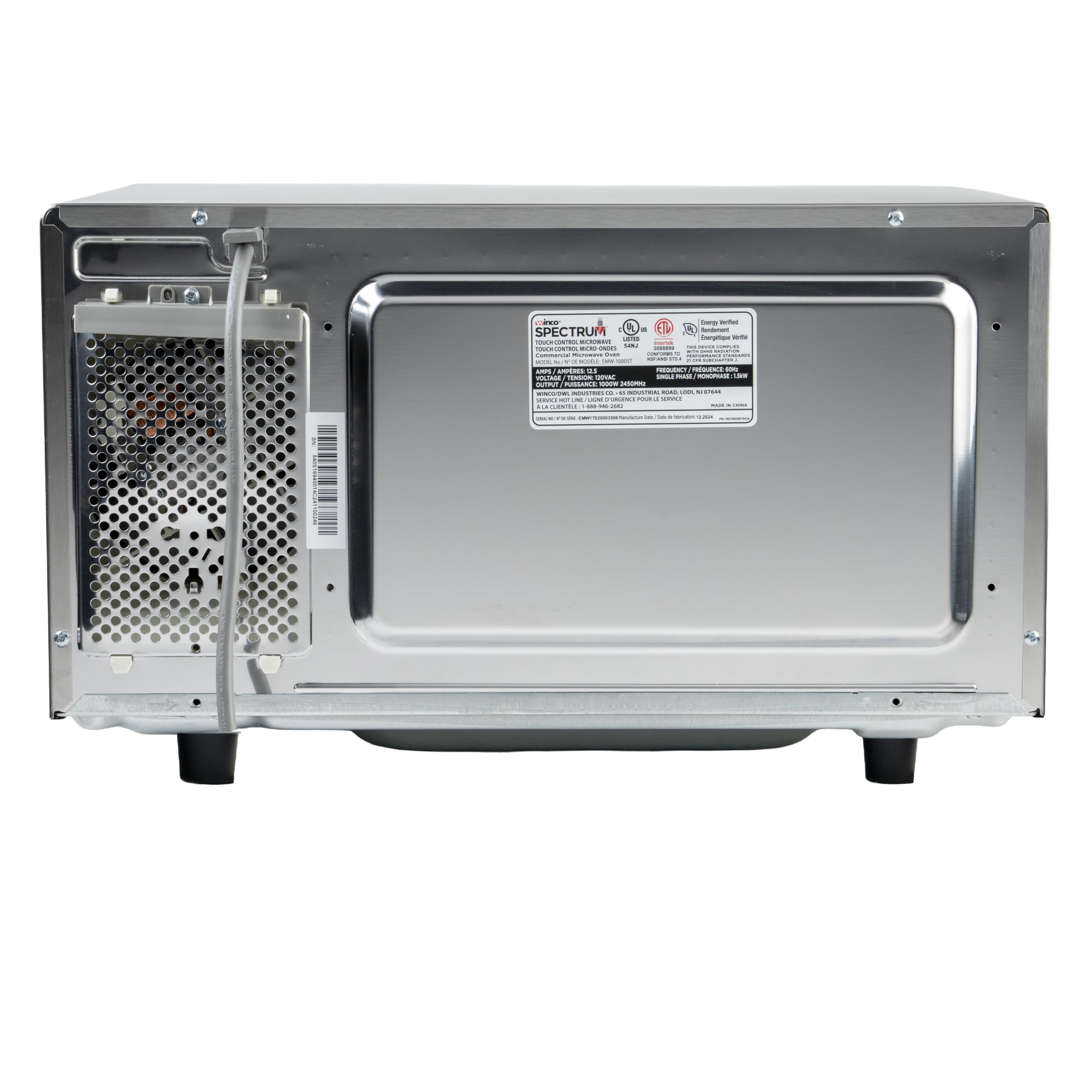 Winco Commercial-Grade Microwave with Touch Controls, 1,000 W, .9 Cubic Feet