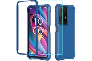 LOZEGUYC for TCL K32 5G Case with Screen Protector,for TCL K33 5G T513V Phone Case Full Body Protection Front PC Back Soft Silicone Bumper,Heavy Duty Protection Shockproof Phone Case for TCL K32 T513W Blue