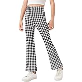 Milumia Girl's Plaid Split Hem Elastic High Waist Flare Pants Bell Bottom Trousers