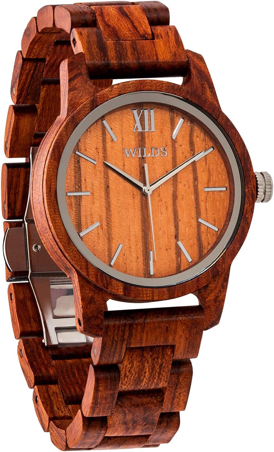 Wilds Wood Watches for Men - Premium Mens Wooden Watch - Japanese Miyota Quartz Movement - Wood Watch Band - Wood Bezel - Men Gift Idea