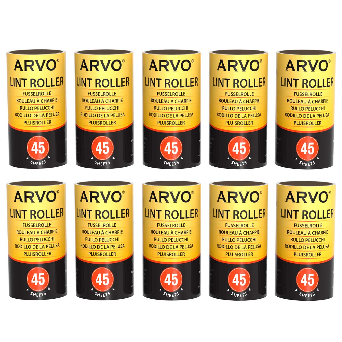 ARVO Lint Roller for Pet Hair and Dust, Lint Rollers for Clothes, Furniture’s and Carpet, Easy to tear, Sticky Roller Contains 10 Refill rolls,450 Sheets/45 Sheets per