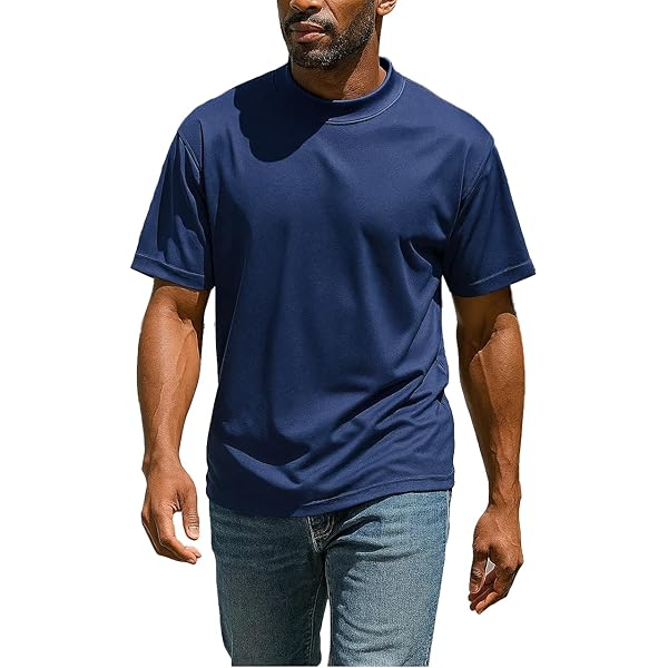 Akwa Men's Mock Turtleneck T-Shirt Lightweight Moisture