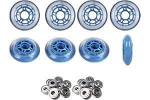 Player's Choice Roller Hockey Wheels 72mm 78A Soft Inline Skate Blue 8 Pack with ABEC 9 Bearings