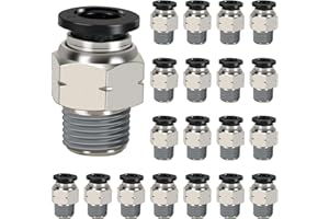 HOFUJNG Pneumatic Male Straight 1/4 Inch Tube OD x 1/8" NPT Push to Connect Fittings Mode PC1/4xN01(Pack of 10)
