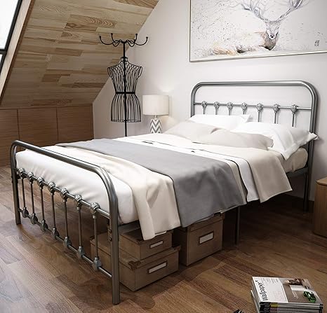 Buy Temmer Metal Bed Frame Full Size With Headboard And Footboard