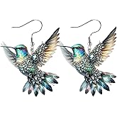 Acrylic Hummingbird Earrings Colorful Bird Dangle Drop Earring for Women
