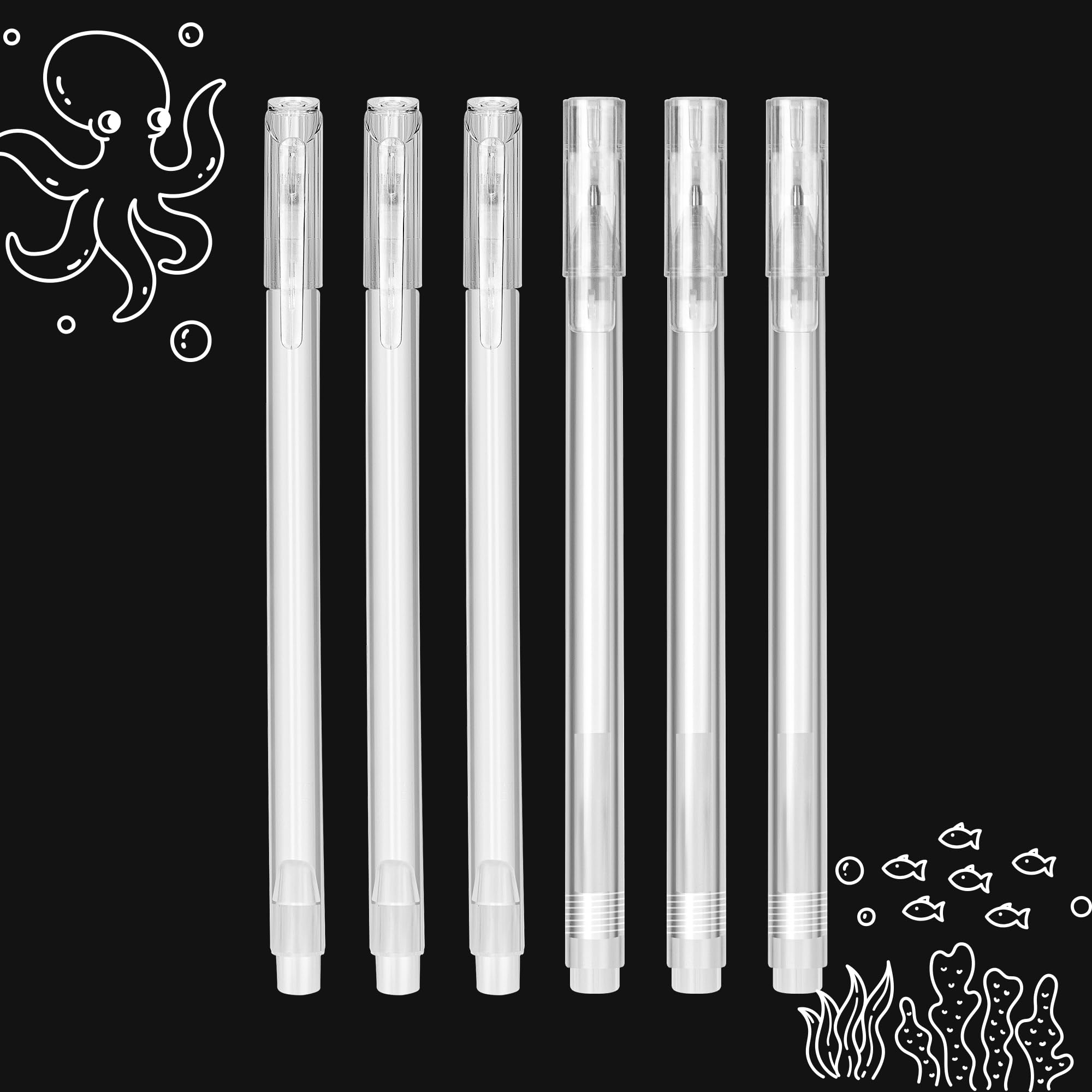 SMOOTHERPRO White Gel Pen | 6 Pcs White Ink Pen Set | 0.6, 0.8mm Point Gel Pen | for Black Dark Paper Highlight Drawing Sketching Design (S068-3)