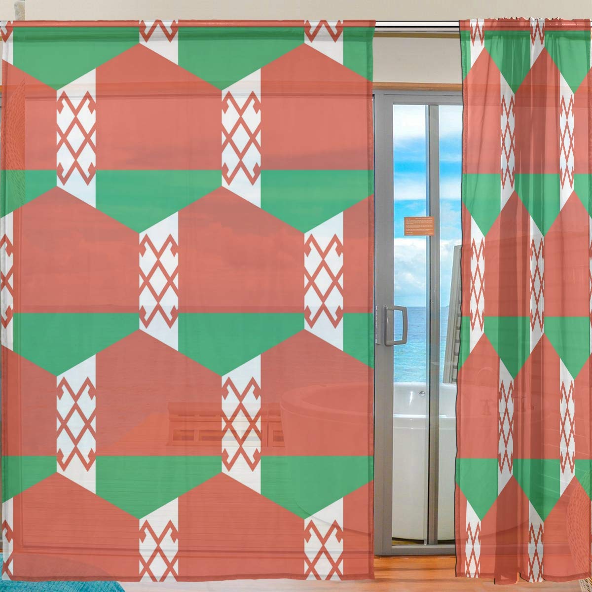 Belarus Flag Window Sheer Curtain Panels, 2 PCS 55x84 inch, Gauze Curtain for Living Room Bedroom Ho