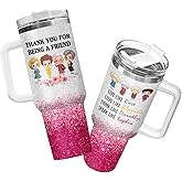 34HD Golden Girls Squad Tumbler 40oz with Handle Lid and Straw, Thank You For Being A Friend Insulated Travel Coffee Mug for Fans - Birthday Gift for Friends, Friendship and Besties
