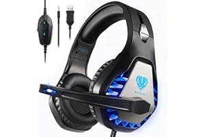 BUTFULAKE Gaming Headset for PS4, Xbox One, PC, PS5, Laptop, Mac, Nintendo Switch, 3.5MM Noise Cancelling Over Ear Headphones with Mic, Bass Surround, Soft Memory Earmuffs (Black)