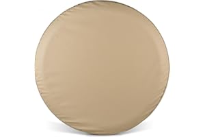 JAYKE JOY Spare Tire Cover, Beige Wheel Cover Waterproof PVC Leather Dust-Proof Universal Fit for Jeep, Trailer, RV, SUV and Camper (15 Inch)