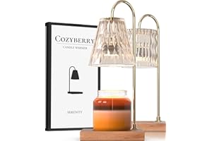 CozyBerry® Glass Candle Warmer Lamp, Compatible with Yankee Candle Large Jar, Candle Lamp, Dimmable, Timer Candle Melter for Scented Candle, Wax Melt, Small & Large Size Jar Candles (Cone, Auto Timer)