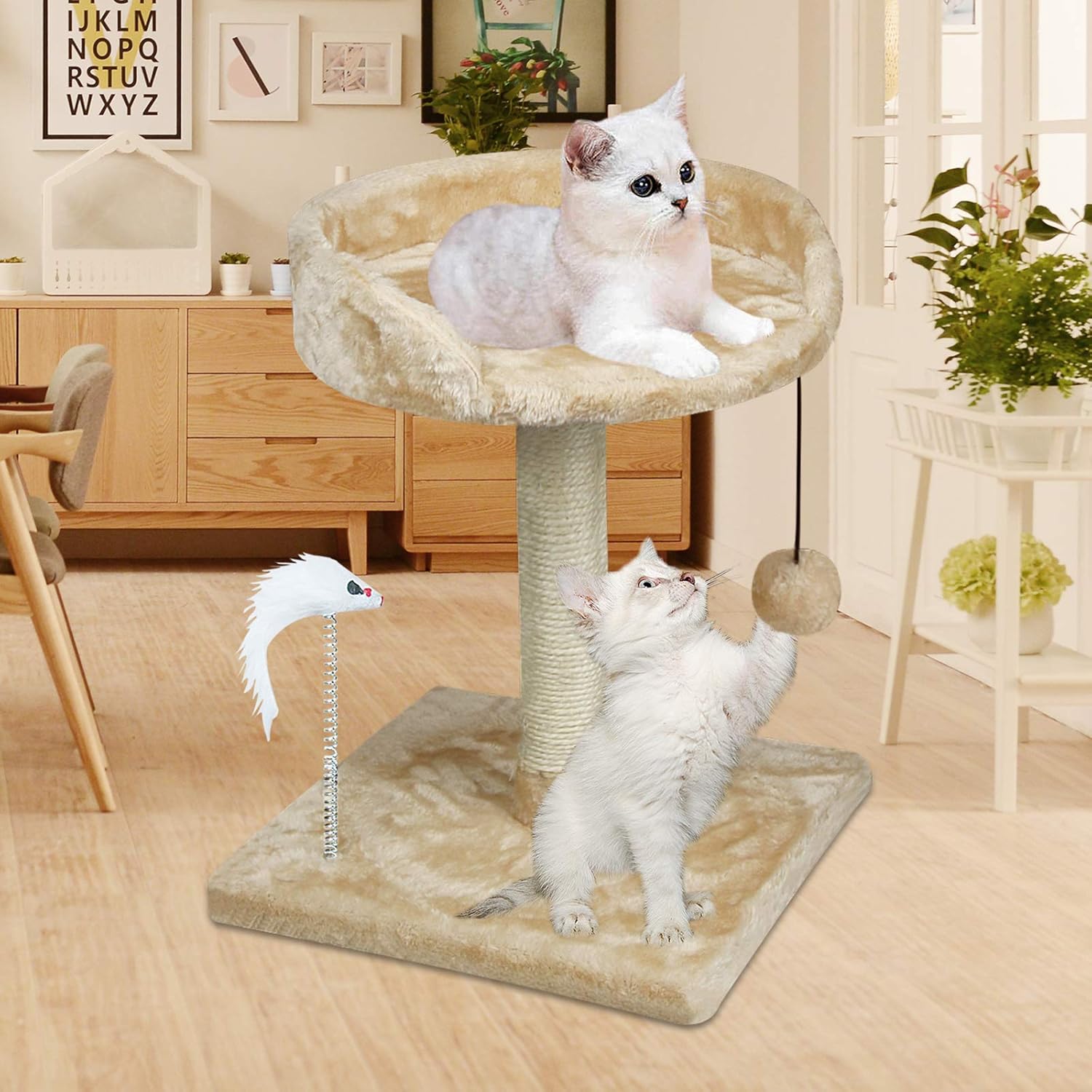 YUFU Cat Tree and Towers Kitten Small Cat Tree with Large Platform and Natural Sisal Scratching Posts for Kitten Playing Relaxing Sleeping : Pet Supplies