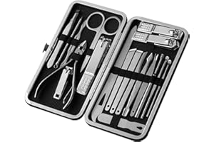 Nail Cutter Kit Manicure Set Professional Nail Clippers Pedicure Kit, 19 pcs Stainless Steel Nail Care Tools Grooming Kit wit