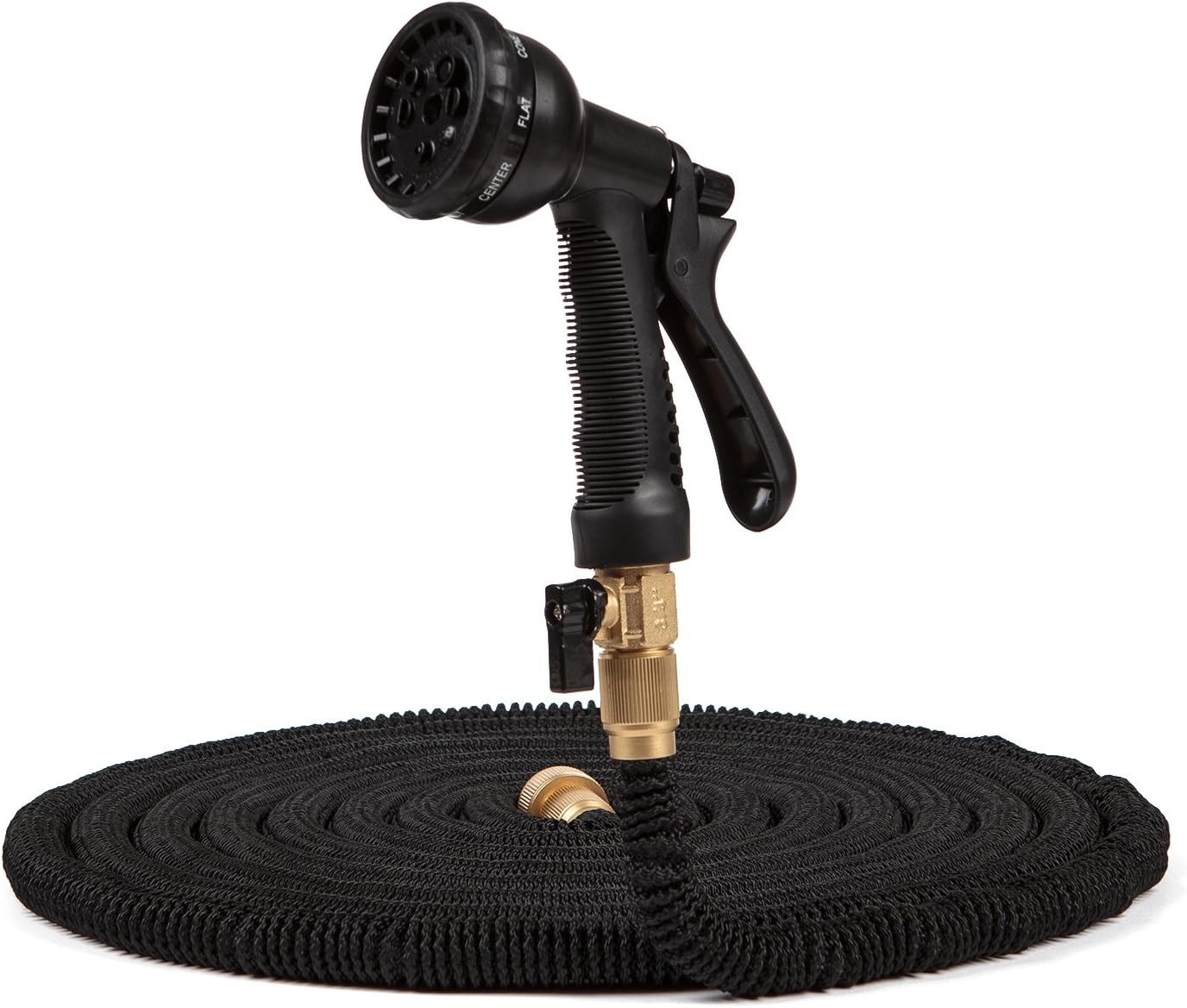 Aoloshow 50 Feet Garden Hose Water - Expandable Hose 8 Pattern Spray Nozzle with Brass Connectors Black