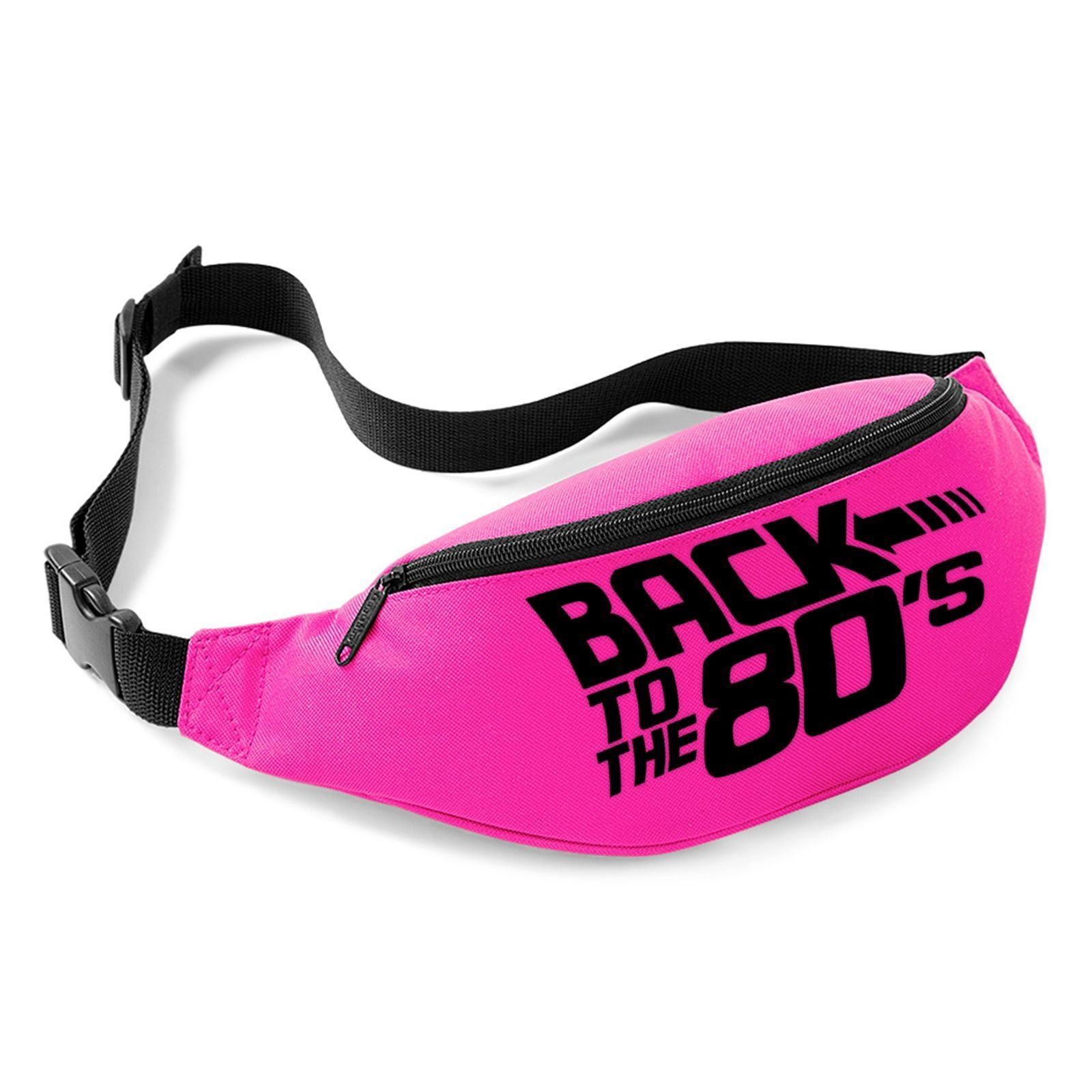 Back to The 80's Bum Bag (Pink - Black Print)