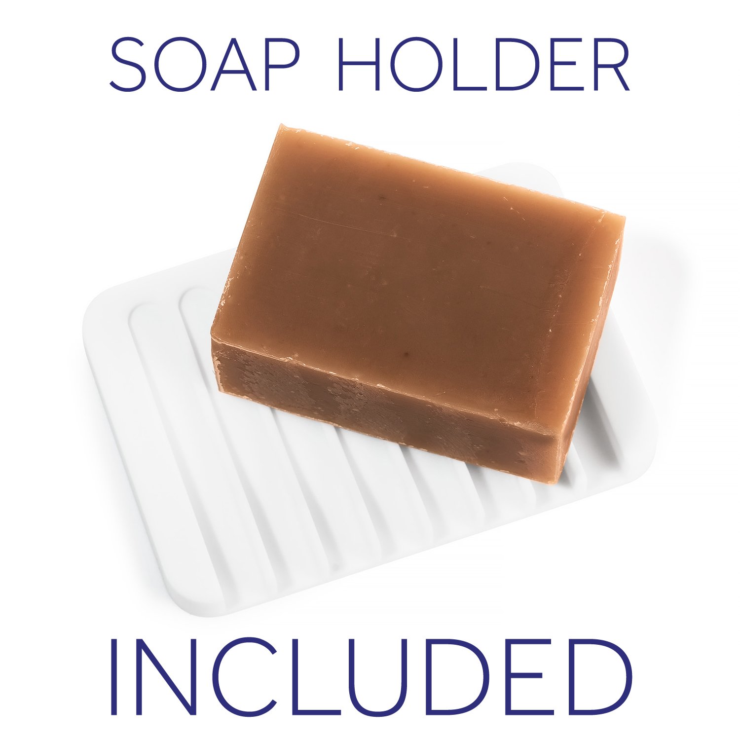 Set of 2 Organic Natural Handmade Soap Bars with Holder. Made of Olive, Coconut, Castor and Lavender Essential oil for Soft Body and Face Wash. Gluten Free Skin Moisturizing Raw Bar for Men and Women: Beauty