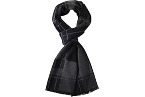 TAMOUKOC Men's Winter Warm Scarf Premium Cashmere Feel, Luxuriously Soft Long Plaid Pattern