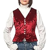 Vintage Velvet Vest for Women V-Neck Cropped Sleeveless Dressy Waistcoat Casual Tops