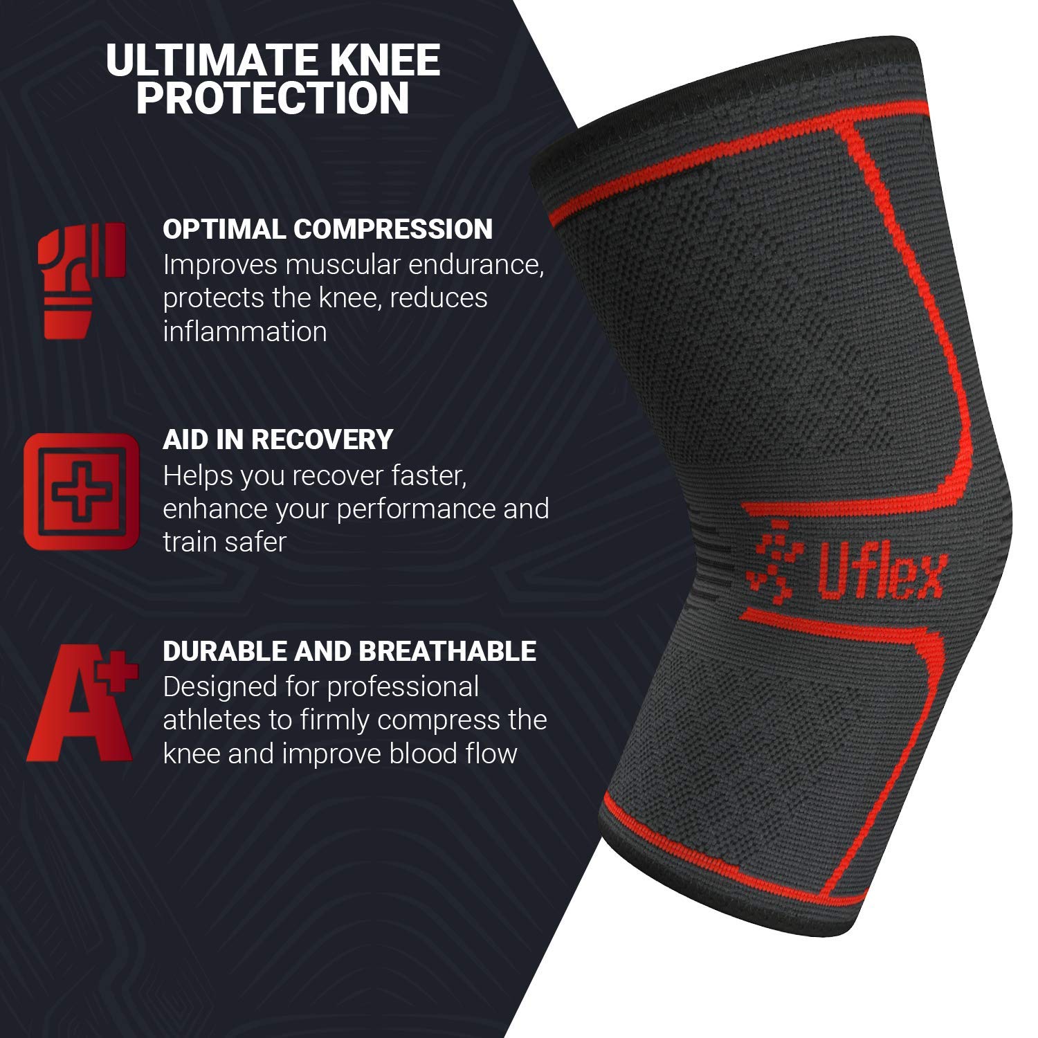 UFlex Athletics Knee Compression Sleeve Support for Running, Jogging