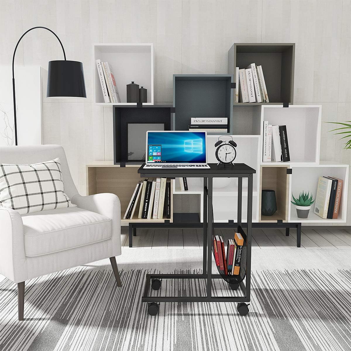 YITAHOME Sofa Side Table,Nightstands, End Table with Wheels and Side Pocket,Easy Assembly (Black) …: Kitchen & Dining