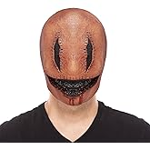 Pigmiss Halloween Smiley Serial Killer Mask Full Head Latex Scary Demon Mask Creepy Bloody Mouth Sutured Eyes Halloween Cosplay Costume Horror Movie Props