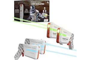 Sharper Image Tag Blaster Set – 4-Pack with Lights & Sounds, 110-ft Range, 7 Team Colors, Dual Firing Modes| Indoor & Outdoor Game for Kids Teens Adults| No Vests Needed, White