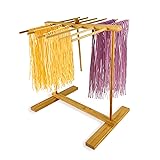 Bamboo-Pasta-Drying-Rack With Transfer Wand & 12