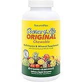 NaturesPlus Source of Life Adult’s Chewable, Apple Cinnamon - 90 Wafers - Multivitamin & Mineral Supplement - Immune & Digestive Health Support with Vitamin D3 - Gluten Free, Vegetarian - 45 Servings