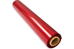 FIESTA WRAPS 200 ft Red Cellophane Wrap Roll (16 in x 200 ft) - Transparent Colored Wrap for Gift Baskets - Red Cellophane Paper for Crafts and Wrapping