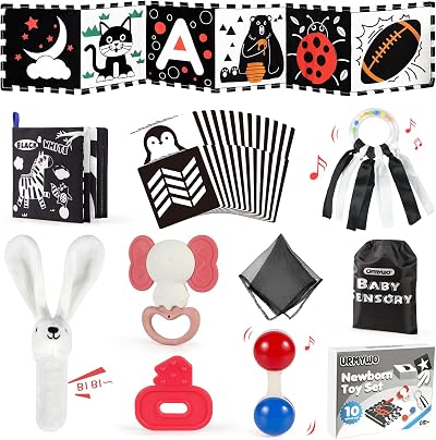 URMYWO 29pc Newborn Toys Set Black and White Early Learning Baby Toys