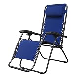 Caravan Sports Zero Gravity Outdoor Portable Folding Camping Lawn Deck Patio Pool Recliner Lounge Chair for Adults, Adjustable Headrest, Blue