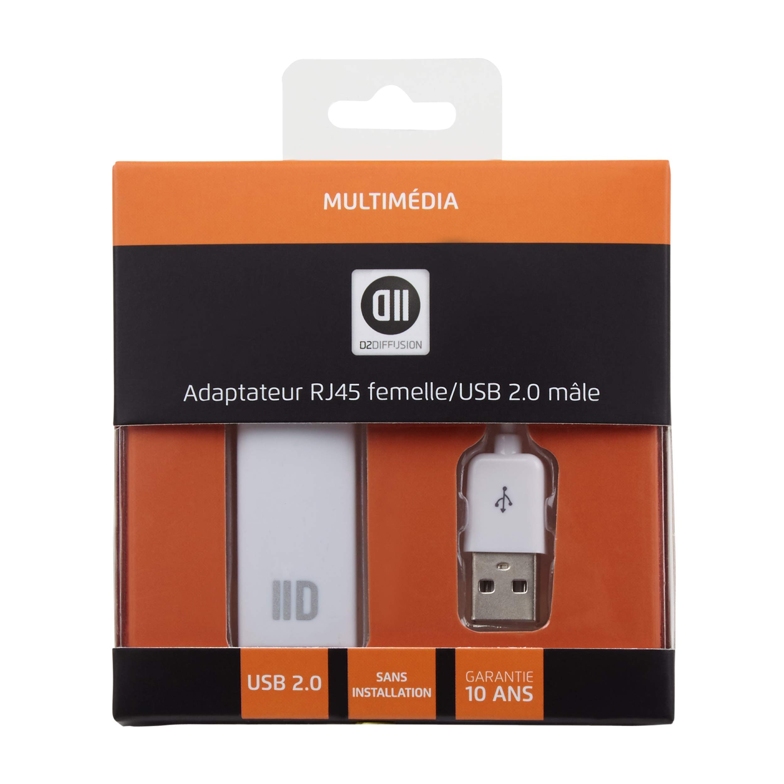 D2 Diffusion D2ADPUSB2RJ45 Adapter USB2.0 Male/Female White