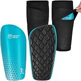 Northdeer Boys Football Shin Guards with Sleeves Blue M Optimized Insert Pocket