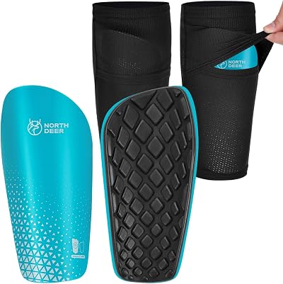 Northdeer Shin Pads Kids Football incl. Sleeves Blue S