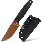 Vosteed Mink - 3.33" AEB-L Blade, G10 Handle | Copper Dune Blade with Compact Sheath, Black Handle, Hunting &amp; Camping Full Tang EDC Knives - D0115