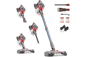 BSNAW Cordless Vacuum Cleaner for Home - Powerful, 35Kpa Stick Vacuums Lightweight with Detachable Battery Display, Max 45Mins Runtime, 8 in 1 Handheld Vacuum for Hardfloor & Carpets Pet Hair, Y5