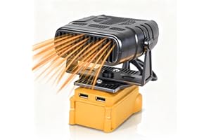 Portable Cordless Small Space Heater for Dewalt 20V Max Battery, 170W Efficient Heating Small Room Space Heater with 90°Adjus