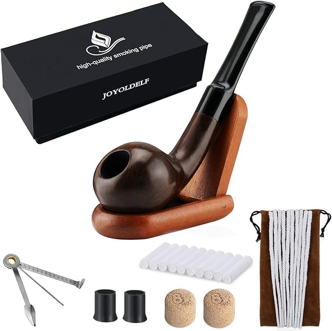 Billiard Tobacco Smoking Pipe Kit Joyoldelf Straight Stems Wooden