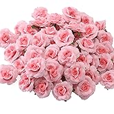 GrainBuds 100 Pcs Mini Pink Roses Artificial Flowers Bulk, 1.9" Small Silk Fake Roses Flower Heads for Decoration, Wedding Centerpieces Bridal Shower Party Home Decor,DIY Crafts (Pink)