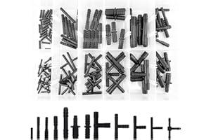 dawfall 113 PCS Car Vacuum Pipe Straight-through Tee Classification Kit with Transparent Storage Box, 12 Sizes, Vehicle Sprinkler Pipe Quick Connector, Universal Connector Accessories (Black)