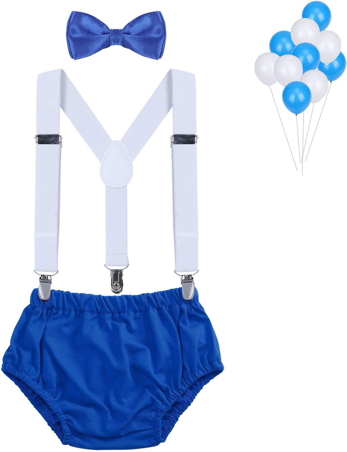 WELROG Boys Cake Smash Outfit - Adjustable Y Braces/Suspenders & Bow Tie Girls