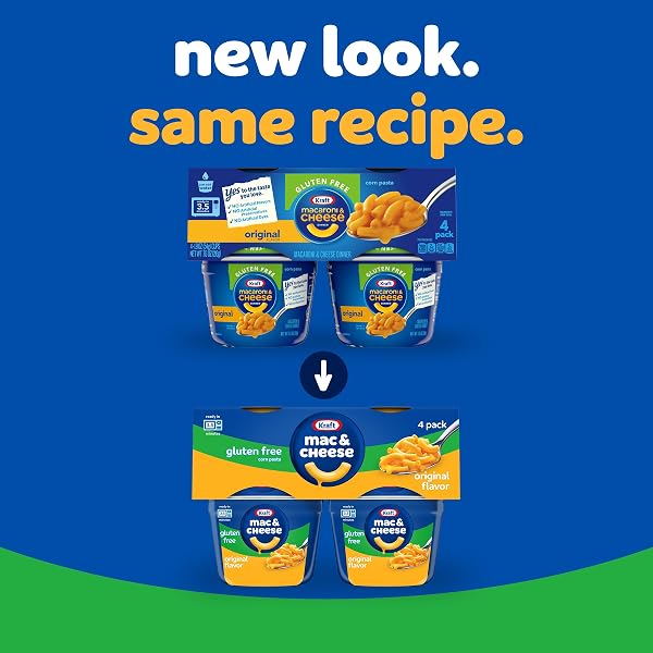 KRAFT GLUTEN FREE ORIGINAL MAC & CHEESE MACARONI AND CHEESE DINNER, 4 CT PACK, 1.9 OZ CUPS