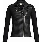 Anne Klein Women's Stretch Textured Asymmetrical Moto Jacket