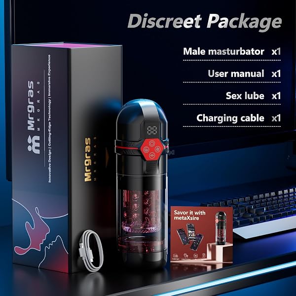 MRGRAS MALE MASTURBATOR PENIS PUMP – AI SYNC MALE SEX TOYS FOR MEN WITH 12 S VACUUM PUMP & 7 THRUSTING ROTATING VIBRATING SUCKING LICKING ADULT TOYS MENS SEX TOYS POCKET PUSSY PUMPS & ENLARGERS
